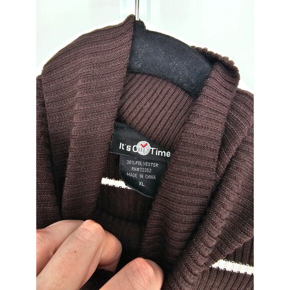 It's Our Time Womens Brown Long Sleeve Sleeve Ribbed Turtle Neck Sweater Size XL - Picture 3 of 4